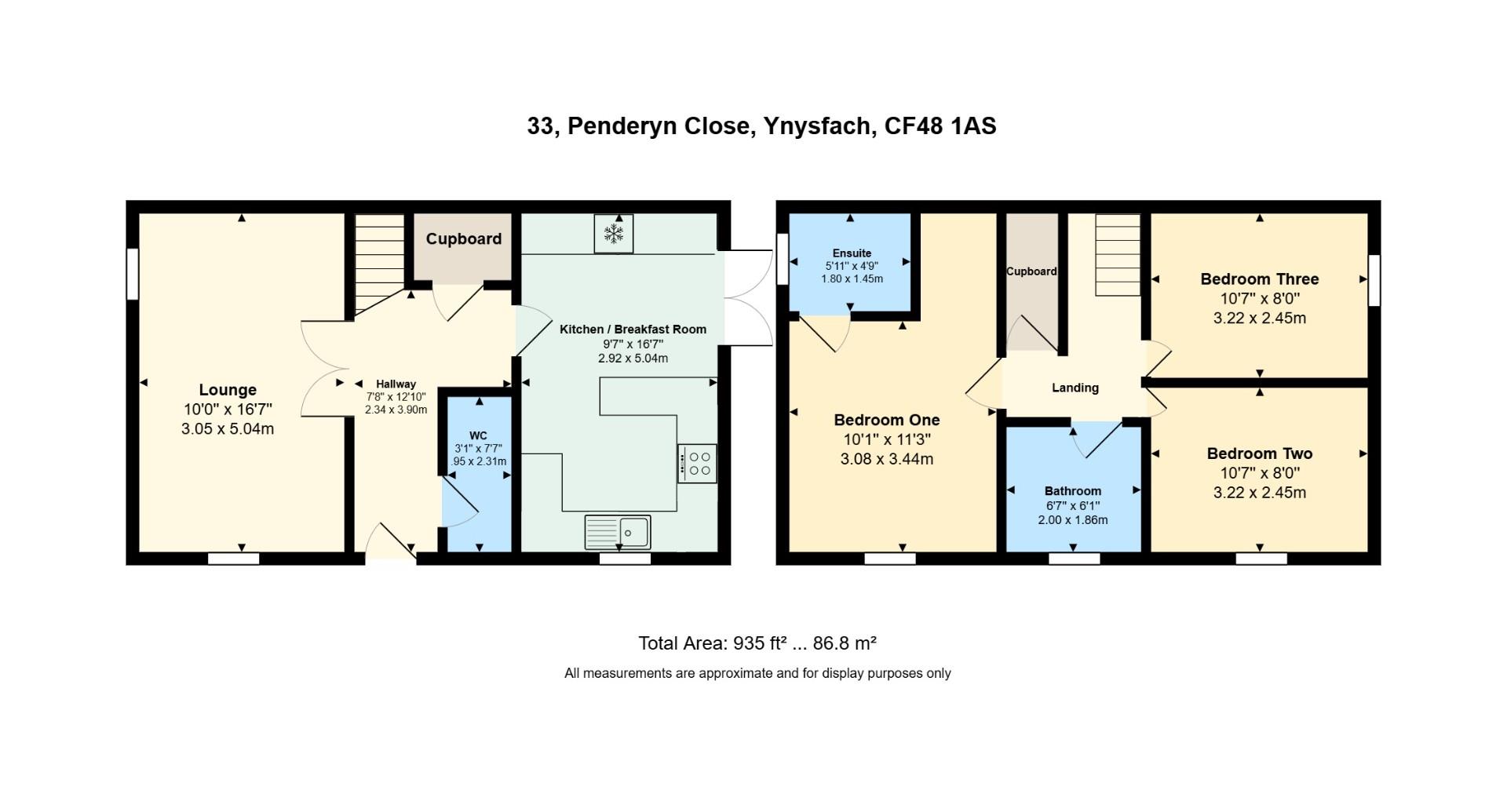 Floorplan for Penderyn Close, Merthyr Tydfil